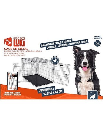 Mon Ami Luki Cage en métal avec plateau pour transport chien