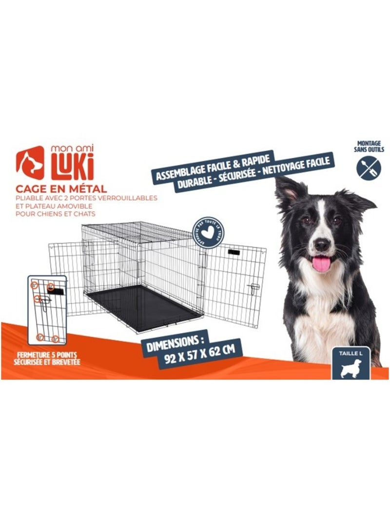 Mon Ami Luki  Cage en métal avec plateau pour transport chien Noir Noir - Kiabi