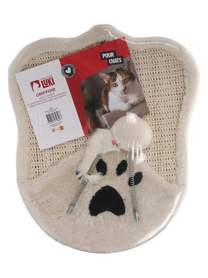 Mon Ami Luki  GRIFFOIR A CHAT AVEC 2 JOUETS  41X33X2CM Ecru - Kiabi