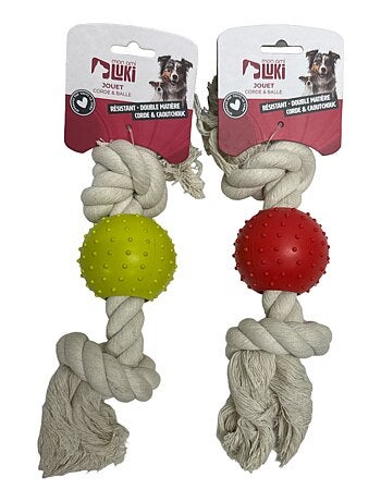 Mon Ami Luki Jouet caoutchouc balle et corde collection les costauds le plus pratique