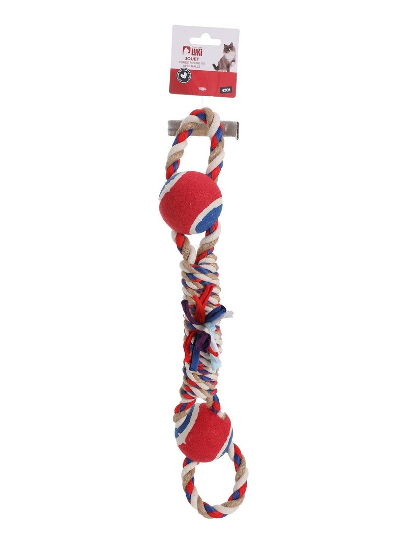 Mon Ami Luki  JOUET CORDE FORME OS  AVEC BALLE BLEU BLANC Rouge - Kiabi