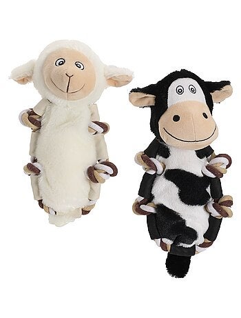 Mon Ami Luki Jouet peluche et corde forme vache ou mouton
