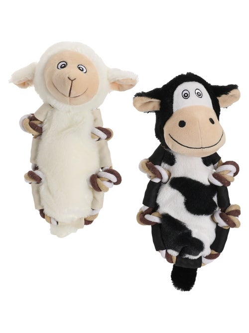 Mon Ami Luki  Jouet peluche et corde forme vache ou mouton - Kiabi