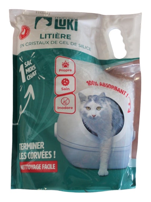 Mon Ami Luki  Litiere de silice minerale  super absorbante  nettoyage facile - Kiabi