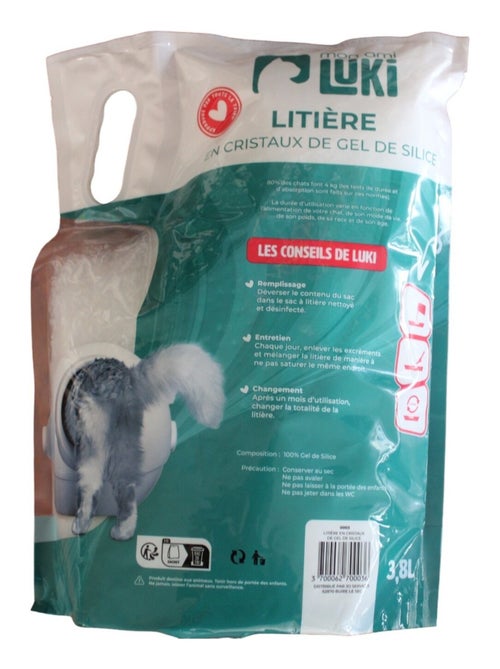Mon Ami Luki  Litiere de silice minerale  super absorbante  nettoyage facile - Kiabi