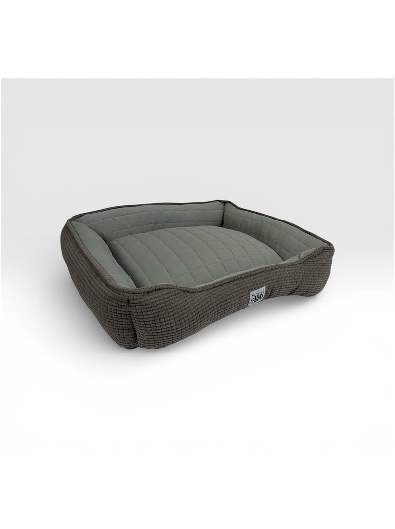 Mon Ami Luki  Panier rectangle FRESHBED  couchage été  microfibre douce  petit chien Gris Bleu - Kiabi