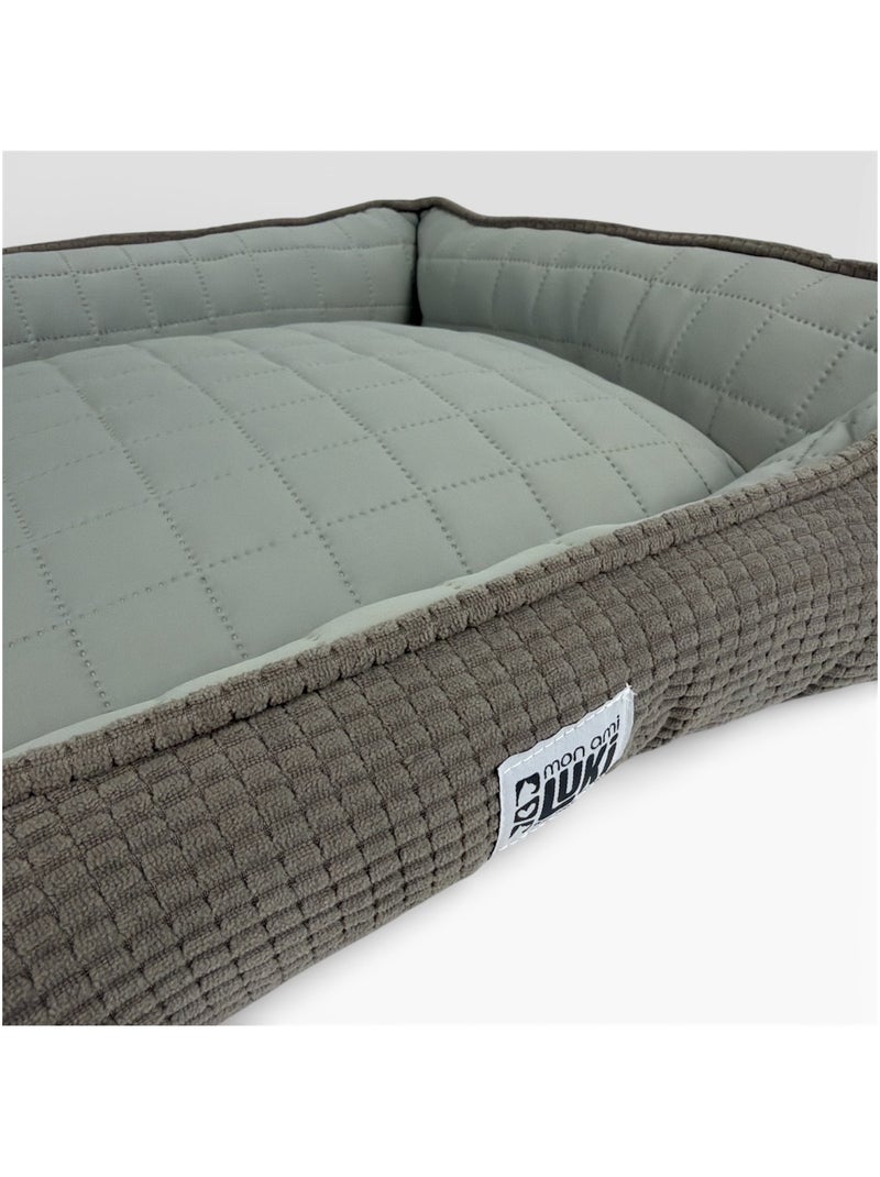 Mon Ami Luki  Panier rectangle FRESHBED  couchage été  microfibre douce  petit chien Gris Bleu - Kiabi