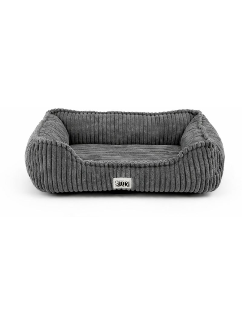 Mon Ami Luki  Panier rectangulaire antiderapant velours cotelee couleur gris Gris Gris - Kiabi