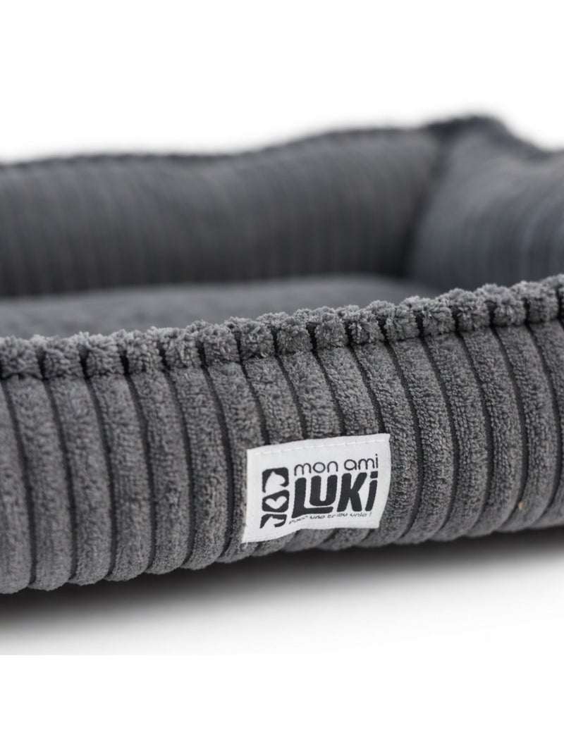 Mon Ami Luki  Panier rectangulaire antiderapant velours cotelee couleur gris Gris Gris - Kiabi