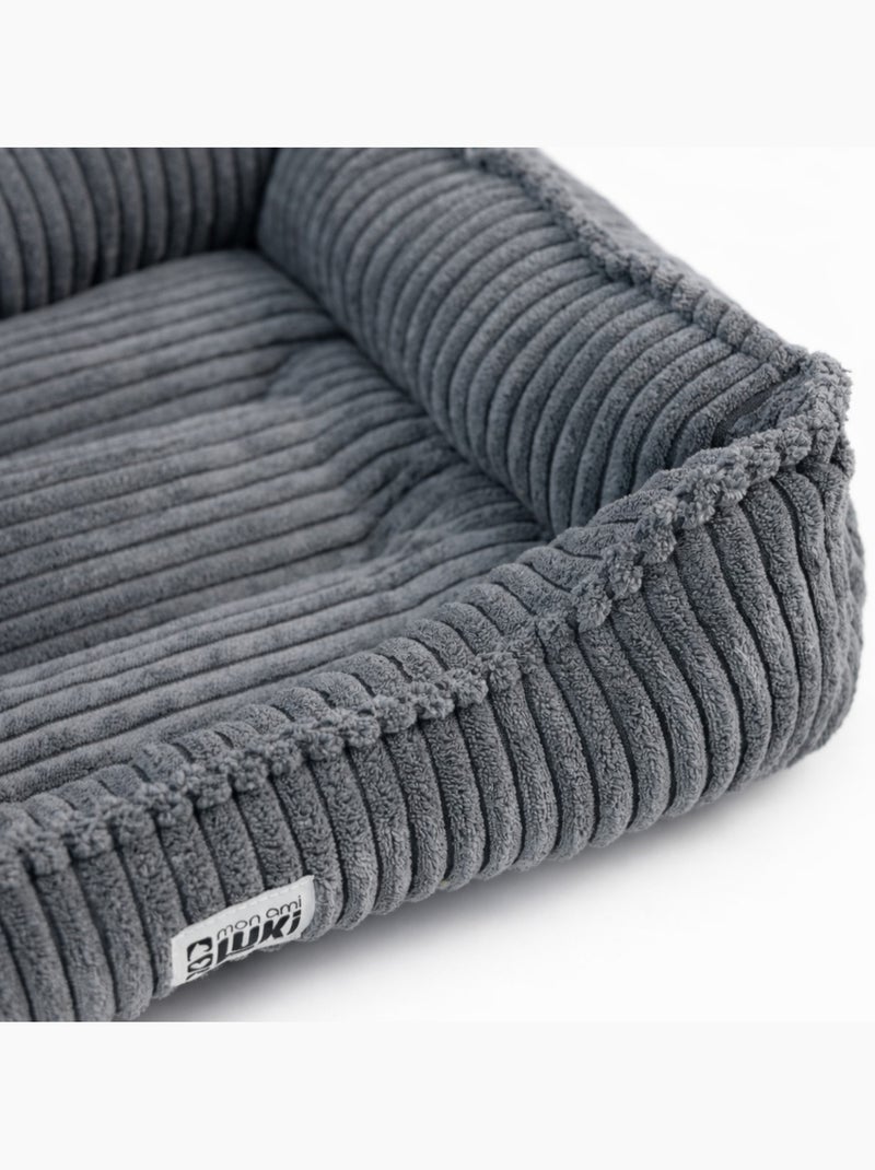 Mon Ami Luki  Panier rectangulaire antiderapant velours cotelee couleur gris Gris Gris - Kiabi