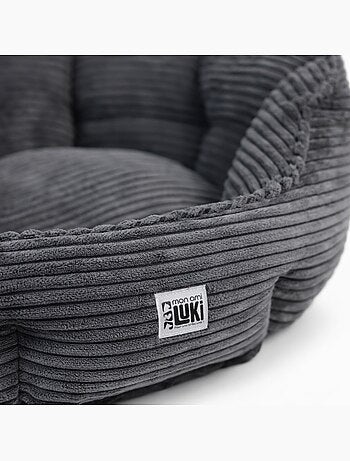 Mon Ami Luki Panier rond antiderapant velours cotele couleur gris
