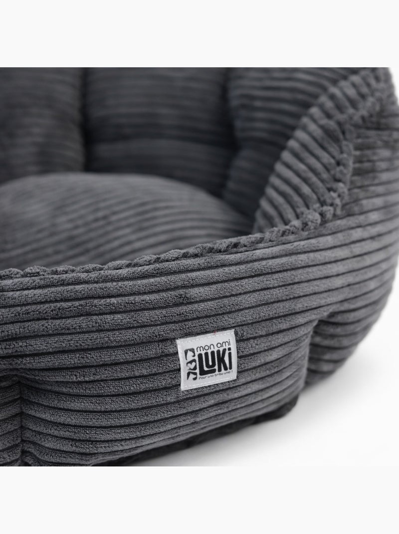 Mon Ami Luki  Panier rond antiderapant velours cotele couleur gris Gris Gris - Kiabi