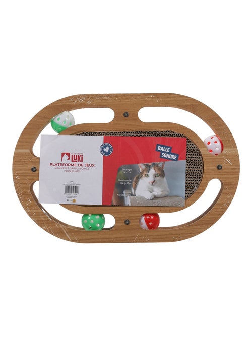 Mon Ami Luki  Plateforme de jeux 4 balles et griffoir ovale - Kiabi