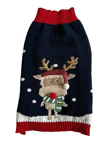 Mon Ami Luki PULL NOEL BRODE RENNEPOUR CHIEN DEGUISEENT TRICOTE FESTIF EXISTE EN 3 TAILLES