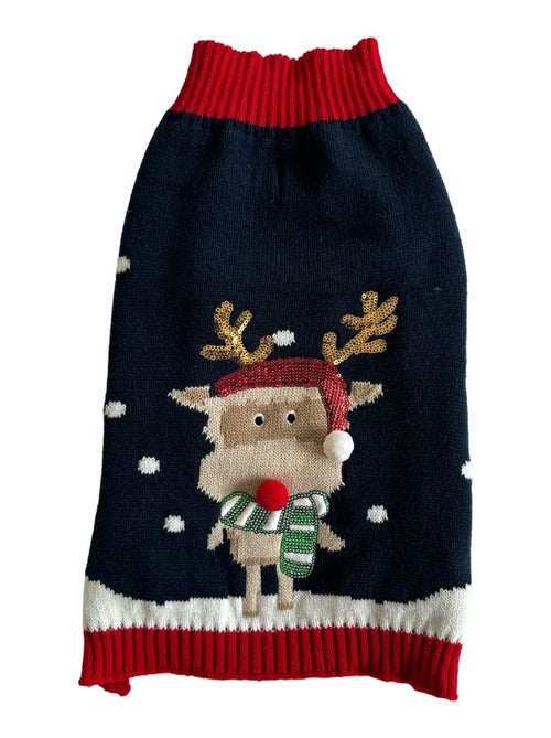 Mon Ami Luki  Pull noel brode rennepour chien deguisement tricote  festif - Kiabi