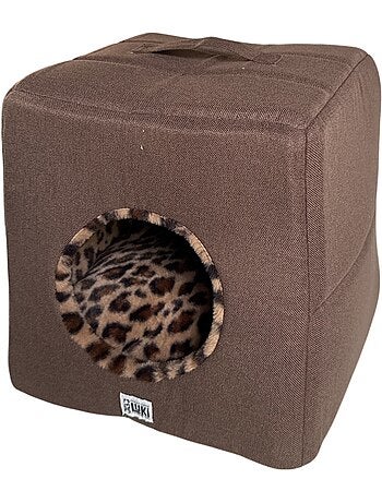 Mon Ami Luki Refuge LÉOPARD niche cube zippée chat et petit chien