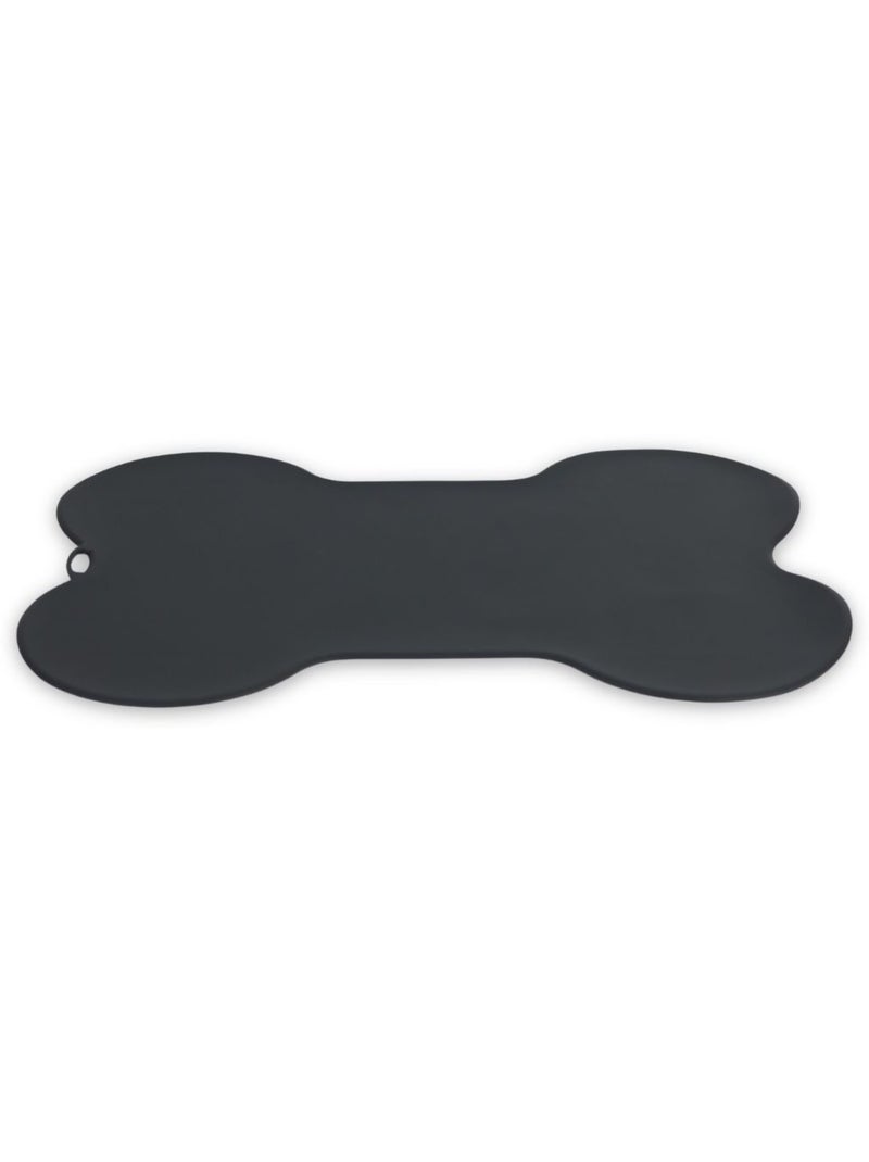 Mon Ami Luki  Tapis pour gamelles en forme d'os  chien & chat Noir Gris anthracite - Kiabi