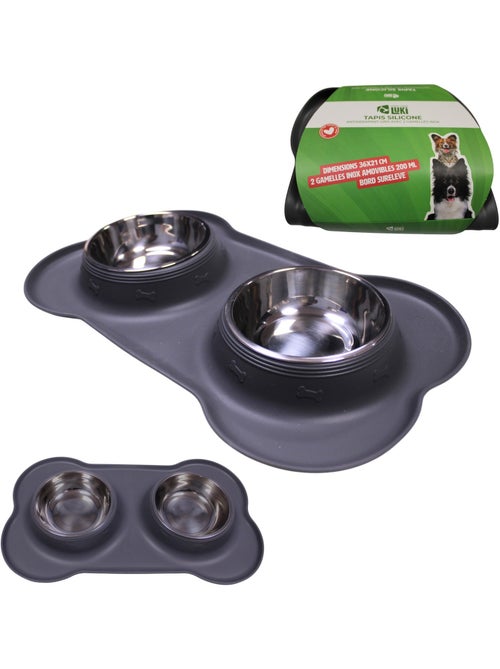 Mon Ami Luki  Tapis silicone antidérapant  gamelles en inox - Kiabi