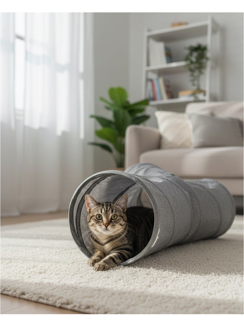 Mon Ami Luki  Tunnel chat 3 entrées avec jouet Ecru - Kiabi