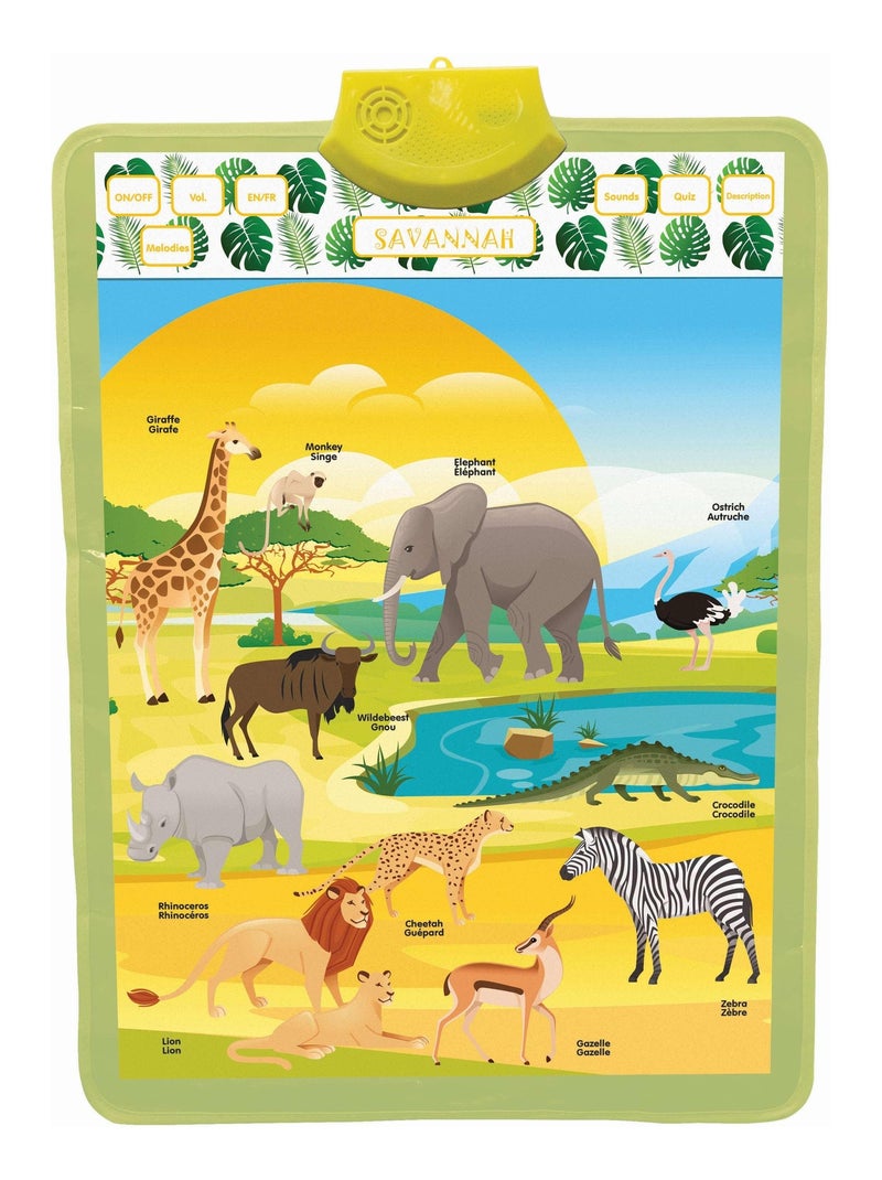 Mon Poster Éducatif Parlant Bilingue Français Anglais - Thème Savane N/A - Kiabi