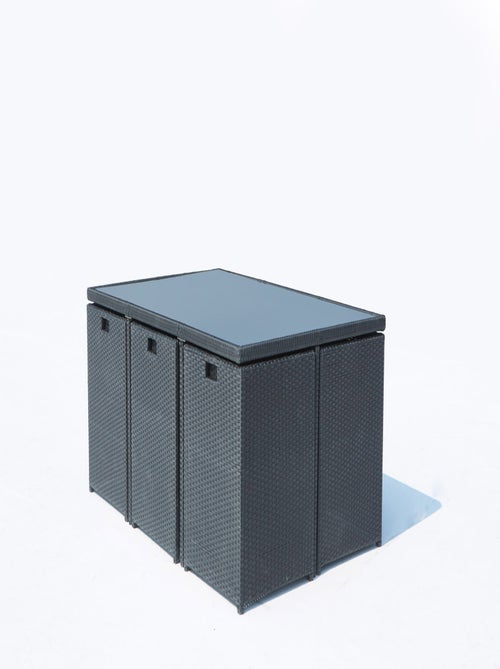 MONACO Table et chaises 10 places encastrables résine noir-blanc - Kiabi