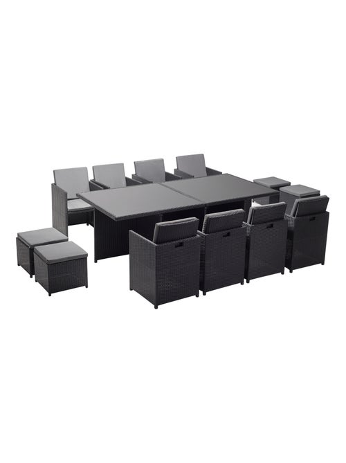 MONACO Table et chaises 12 places encastrables en résine noir-gris - Kiabi MONACO Table et chaises 12 places encastrables en résine noir-gris - Kiabi