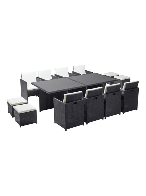 MONACO Table et chaises 12 places encastrables résine noir-blanc - Kiabi MONACO Table et chaises 12 places encastrables résine noir-blanc - Kiabi