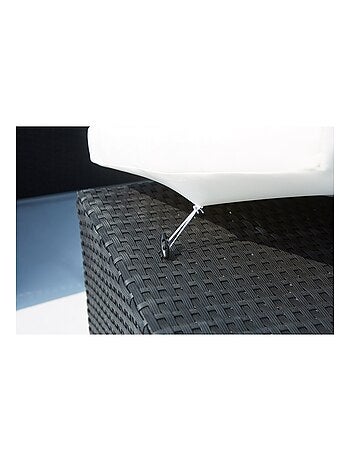 MONACO Table et chaises 8 places encastrables en résine noir-blanc