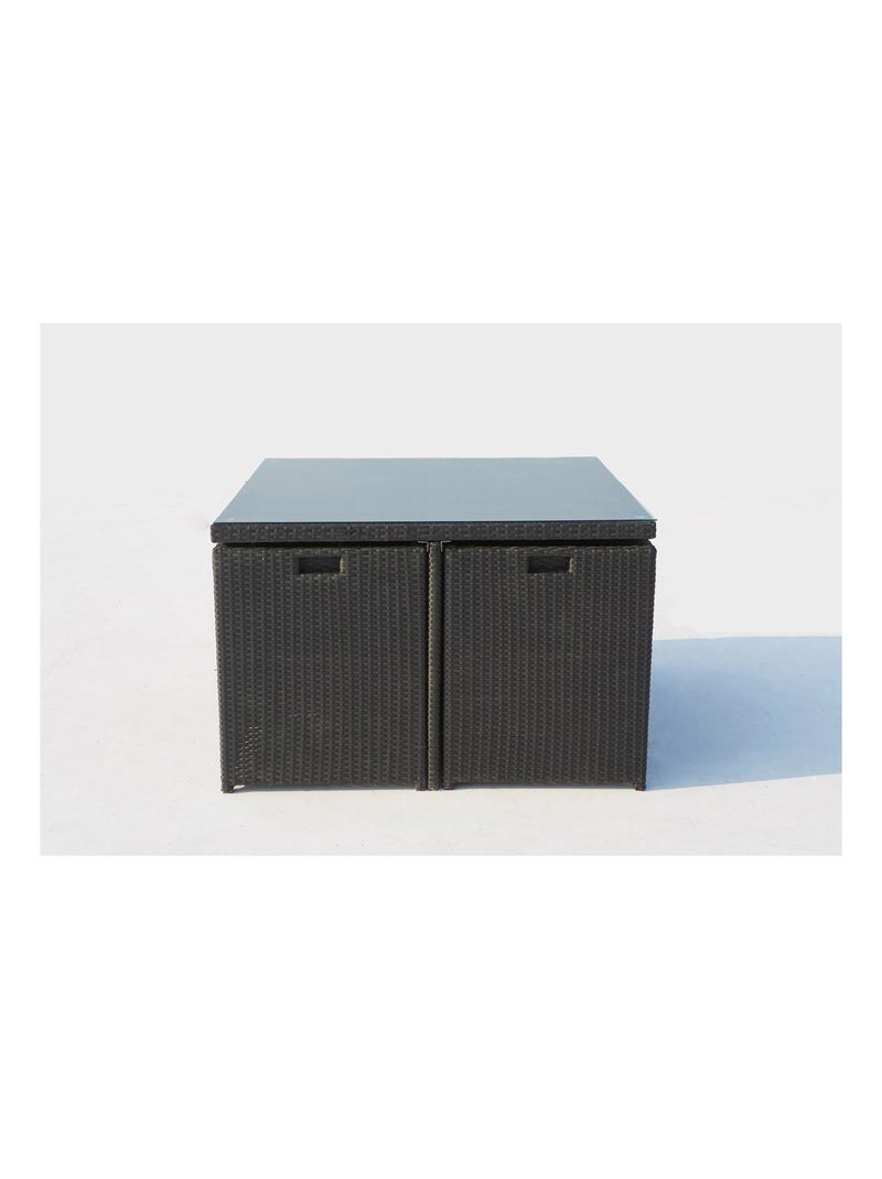 MONACO Table et chaises 8 places encastrables en résine noir-gris Gris Noir - Kiabi