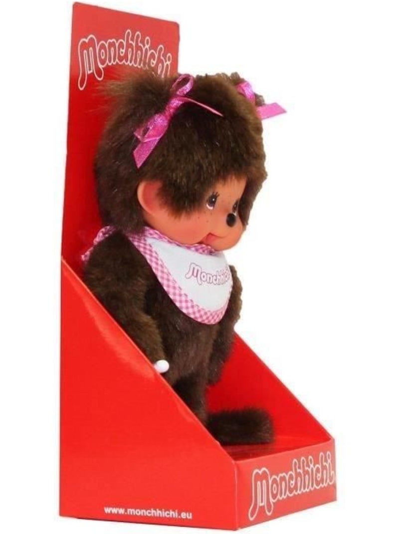 Monchhichi Peluche Fille Bavoir Rose et blanc 20 cm - 25555 Rose - Kiabi