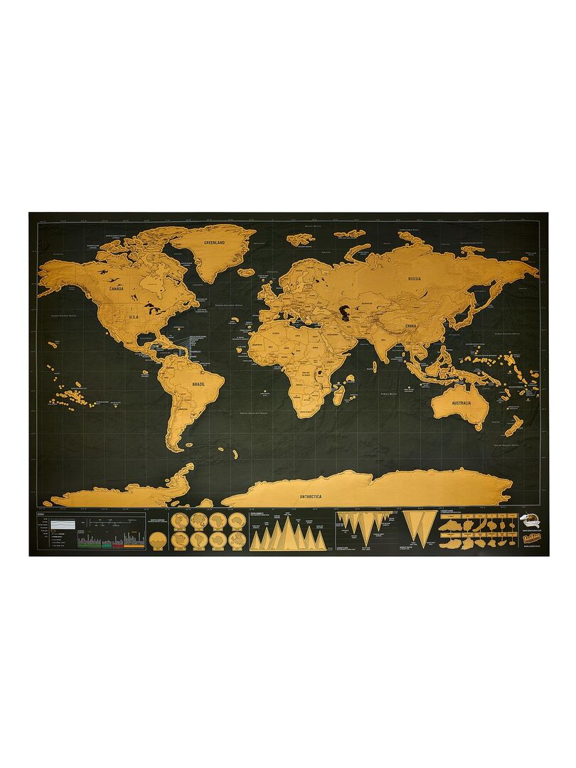 0€43 sur Carte du Monde à Gratter Frohud Poster,42 cm*30 cm-Noir