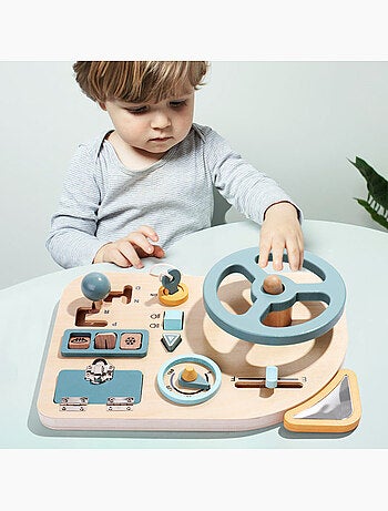 Montessori Busy Board Volant Voiture Enfant Jouet en Bois Jeux Educatif