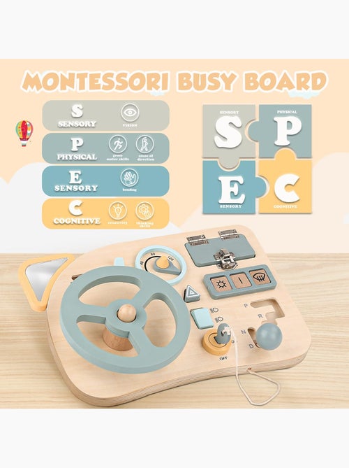 Montessori Busy Board Volant Voiture Enfant Jouet en Bois Jeux Educatif - Kiabi Montessori Busy Board Volant Voiture Enfant Jouet en Bois Jeux Educatif - Kiabi