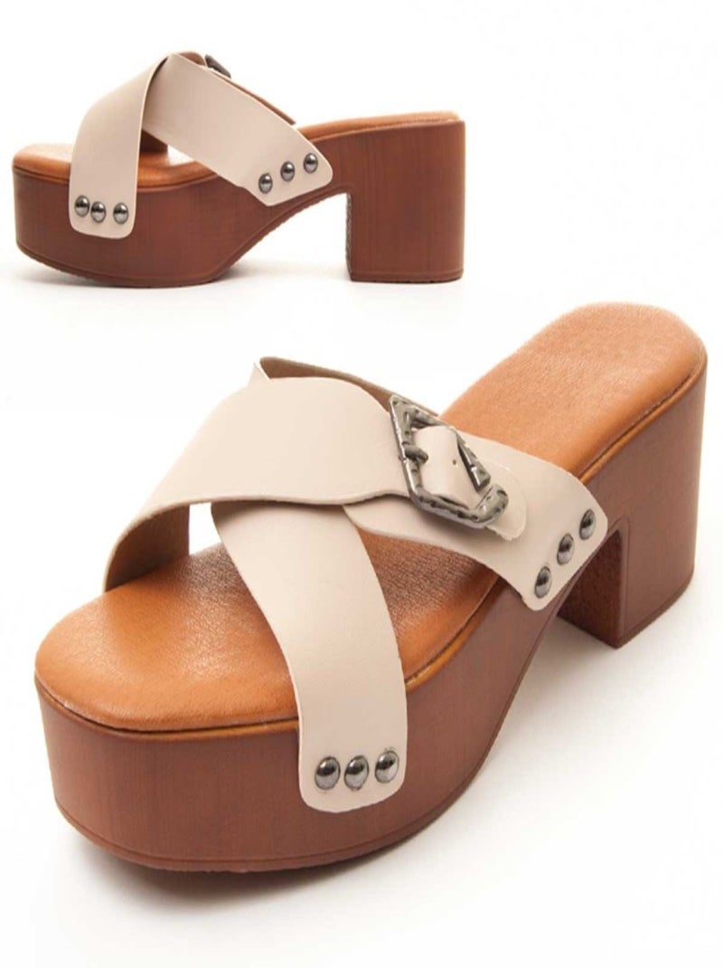 Montevita Sandale À Talons Clogsand2 Beige - Kiabi