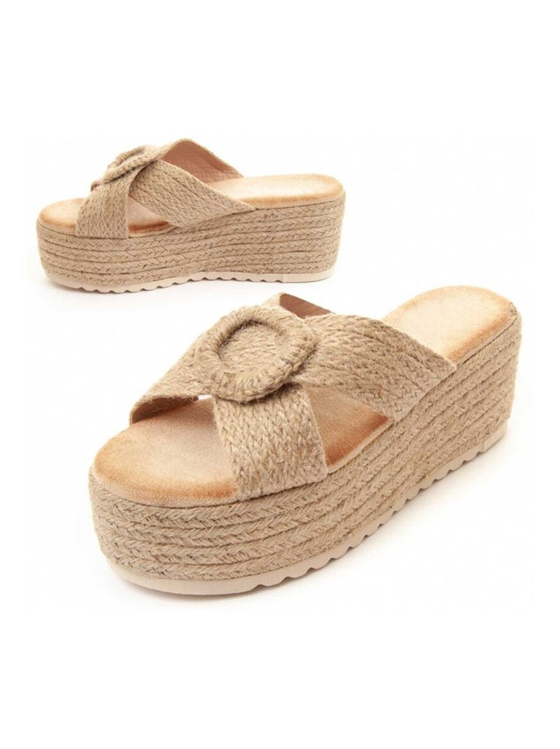 Montevita Sandale Compensée Cusand Beige - Kiabi