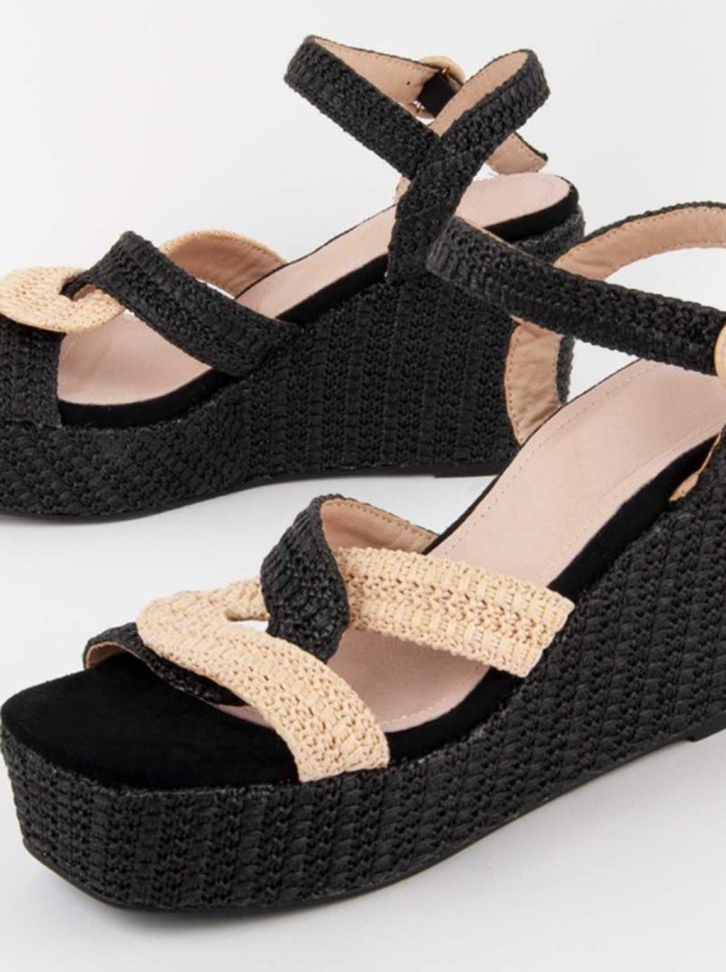 Montevita Sandale Compensée En Esparte Salia11 Noir - Kiabi