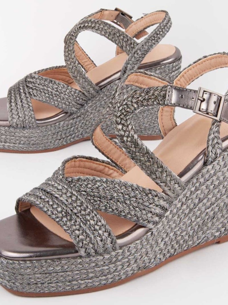 Montevita Sandale Compensée En Esparte Salia7 Gris - Kiabi