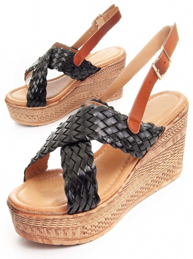 Montevita Sandale Compensée Sandsum28 Noir - Kiabi