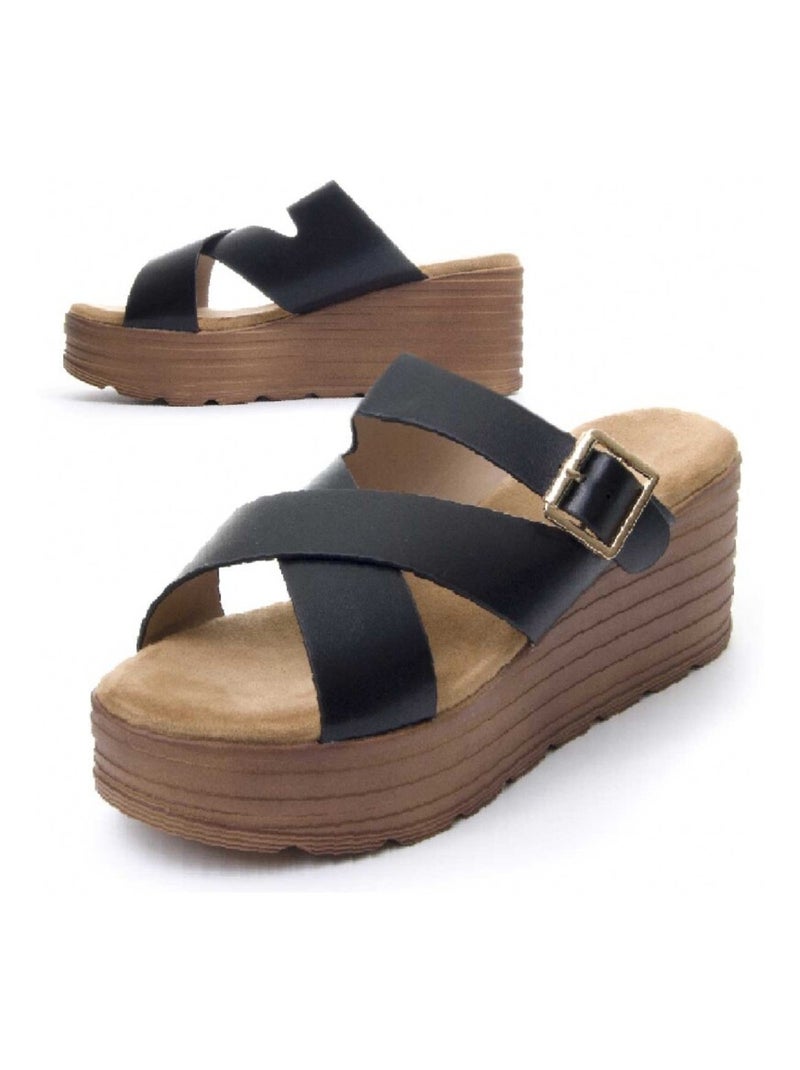 Montevita Sandale Compensée Wedsun3 Noir - Kiabi
