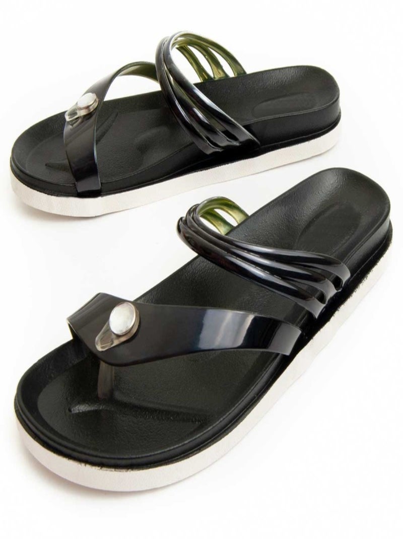 Montevita Sandale Plate Deobril Noir - Kiabi