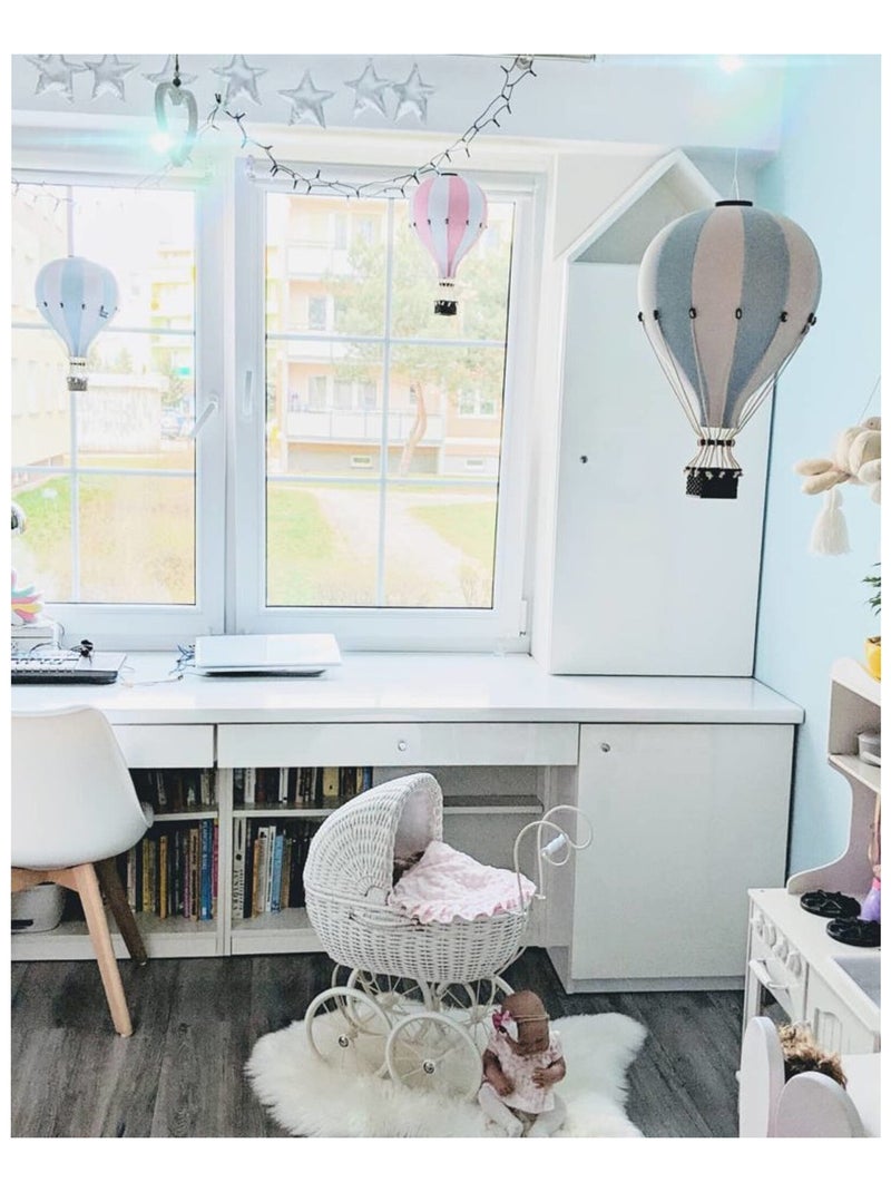 Montgolfière décorative Ø 20 cm / hauteur 33 cm Blanc Bleu ciel - Kiabi