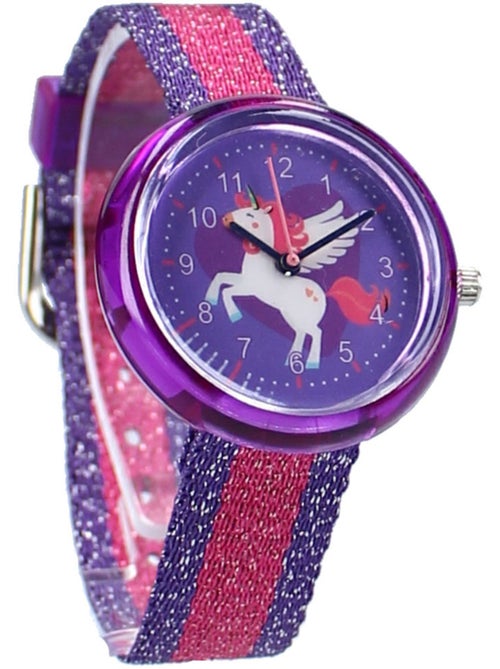 Montre analogique licorne enfant à cadran chiffres et bracelet pailleté – - Kiabi