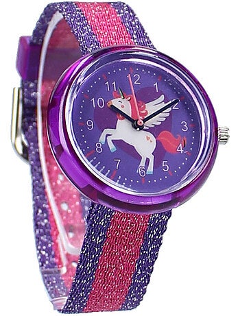 Montre analogique licorne enfant à cadran chiffres et bracelet pailleté – La boutique des toons
