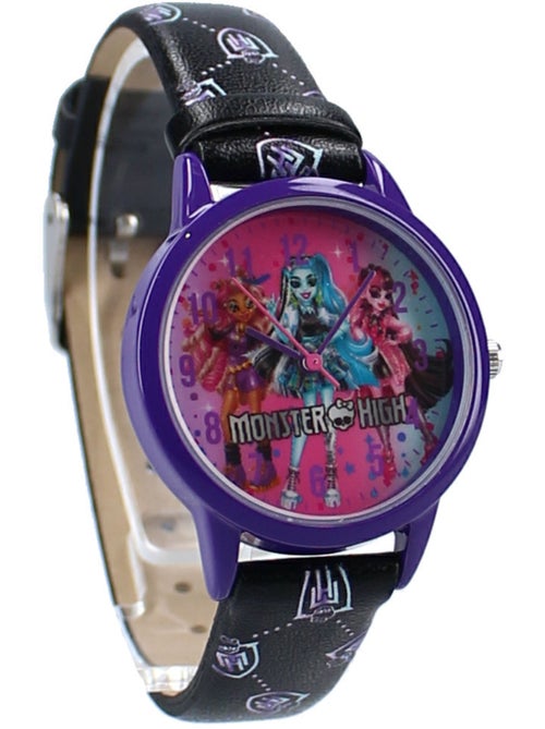 Montre enfant Monster High cadran rose magenta personnages - sangle noire Monster High - Kiabi