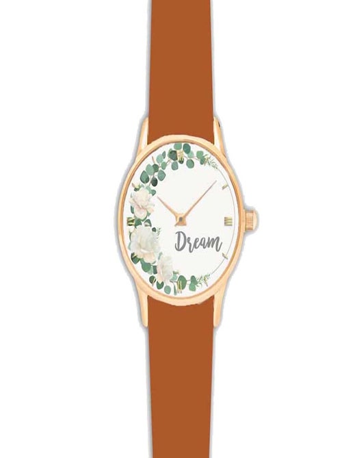 Montre fantaisie Fleurs camel pour Femme - Kiabi