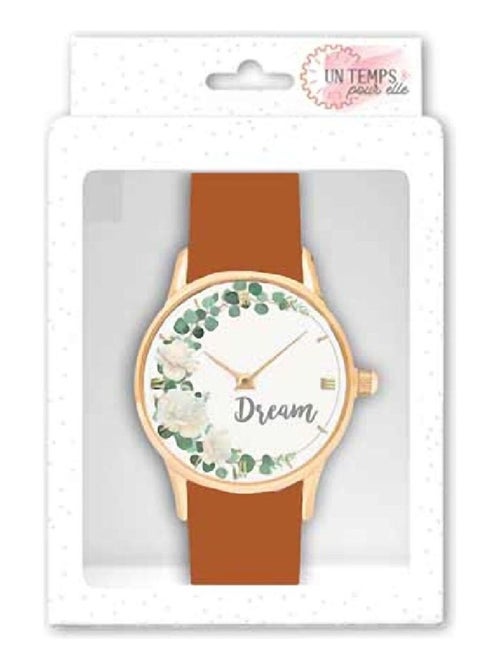 Montre fantaisie Fleurs camel pour Femme - Kiabi