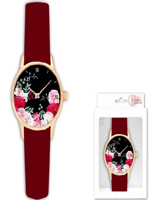 Montre fantaisie Fleurs pour Femme - rouge - Kiabi