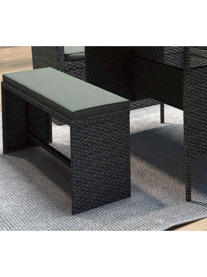 MOOREA - Salon de jardin 8 places avec canapé d'angle en résine tressée anthracite et vert Gris Vert - Kiabi