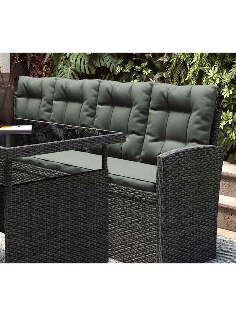 MOOREA - Salon de jardin 8 places avec canapé d'angle en résine tressée anthracite et vert Gris Vert - Kiabi