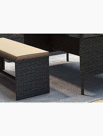 MOOREA Salon de jardin 8 places résine gris foncé et beige